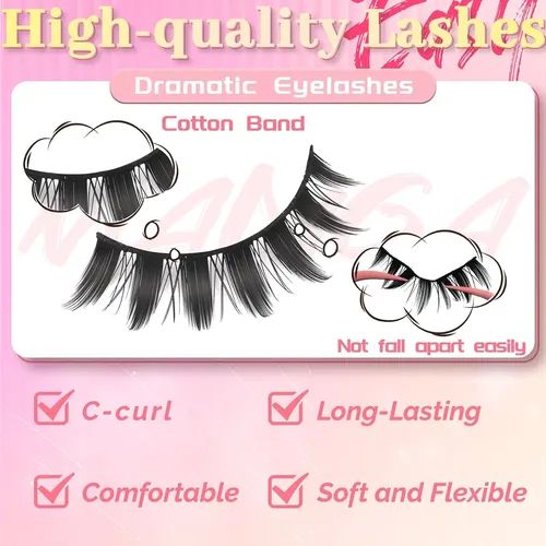 Pestañas Postizas Cosplay Anime Negras 8 Pares Suaves