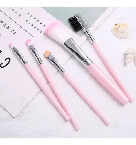 Set 5 Brochas De Maquillaje Suaves Color Rosa Cyfxx