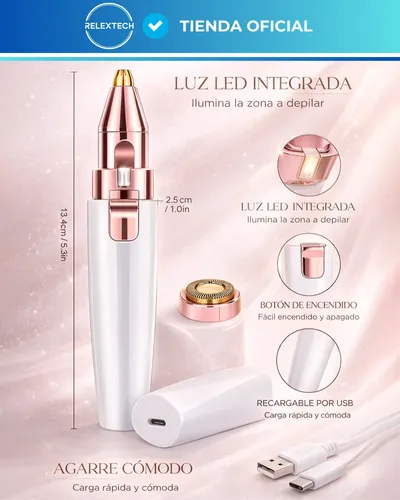 Depilador Facial Vello Corporal Luz Recargable 2 En 1 Mujer