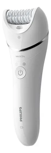 Depilatoria Inalámbrica Philips Bre700 Luz, 40 Minutos de Autonomía, 3 Accesorios, 100% Lavable, Uso Seco y Humedo, Zonas Delicadas Series 8000 Blanco