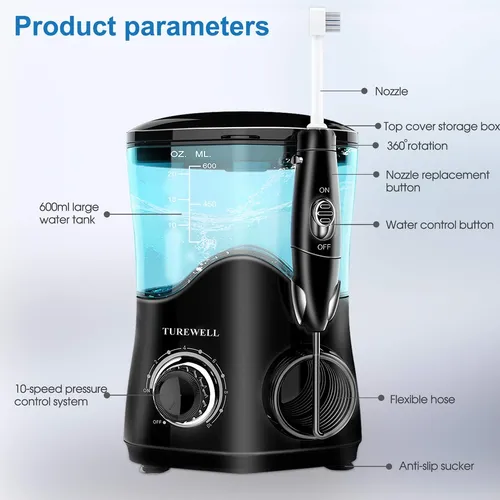 Hidropulsor Dental Turewell Fc162 De 600 Ml Con 10 Niveles D