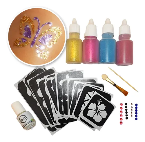 Kit Glitter Gliter Bar Tattoo Glitter Temporal Makeup