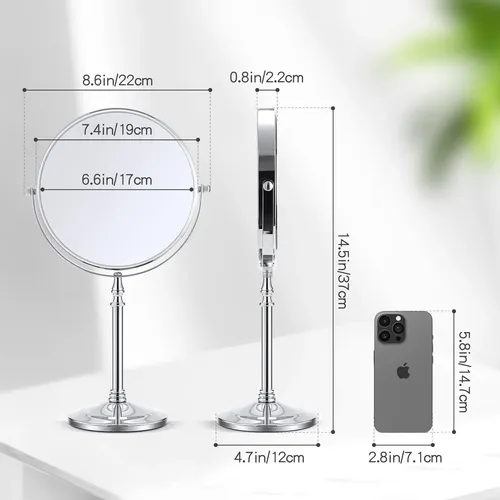 Espejo Aumentador Miyadiva 20x, Doble Faz