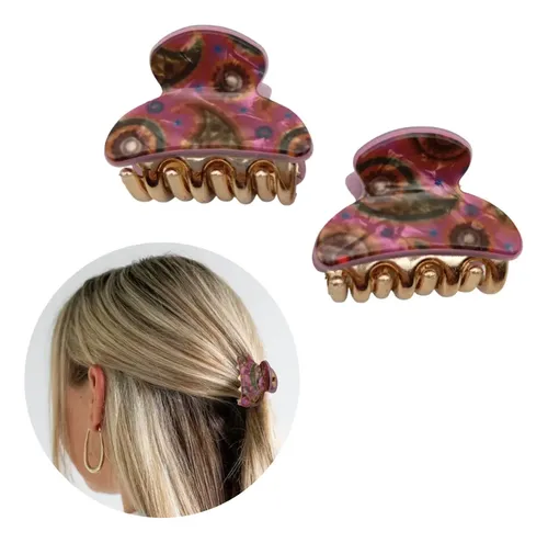 Broches Pelo Hebillas Ganchos Clips Colores Por Par Color Rosa Oscuro