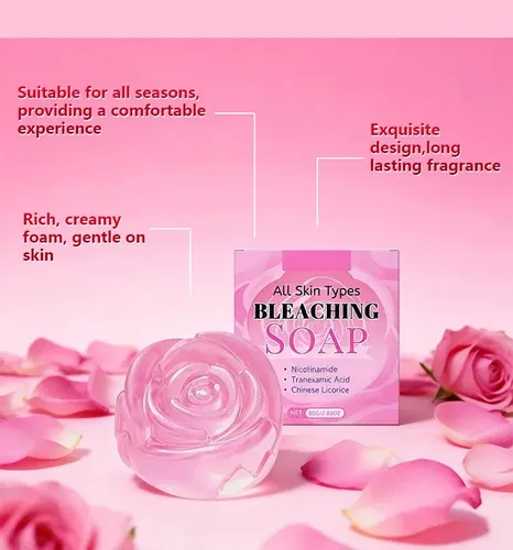 Jabón Limpiador Con Aceite Esencial De Rosa, 80 G/1 Unidad