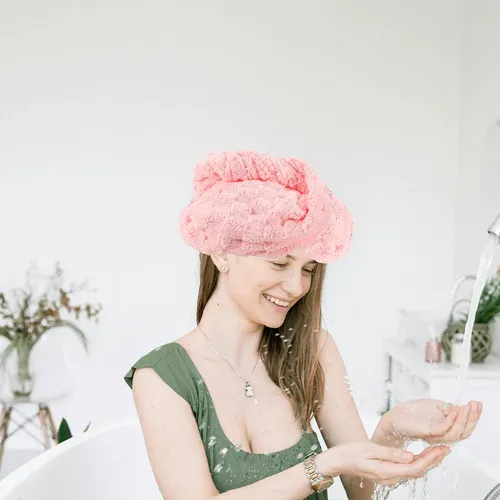 Gorro Rosa Absorbente Para Secar Pelo Suave Y Rápido