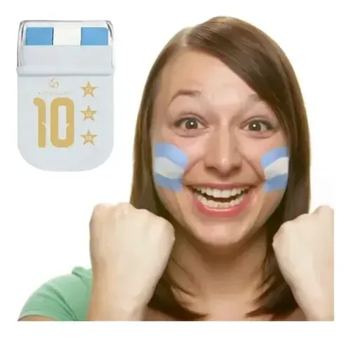 Maquillaje Mundial Argentina Bandera Celeste Y Blanco X 2