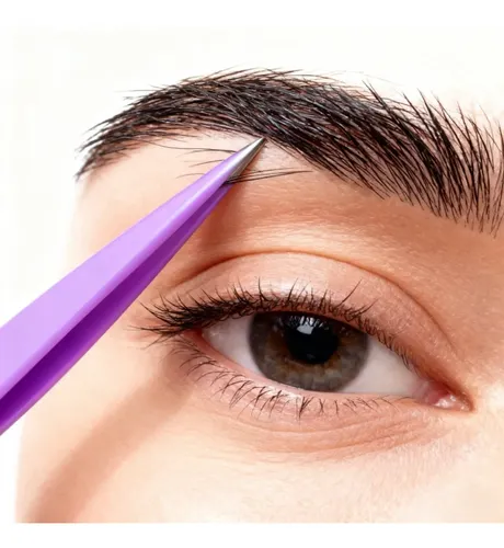 Kit 6 Pinzas De Cejas Profesionales Con Tijera Curva Rosa