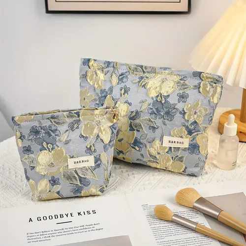 Set De Maquillaje Viaje Para Mujer Con Estampado Dorado
