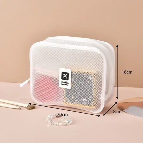 Bolsa De Maquillaje De Malla De Gran Capacidad, Bolsa Transp