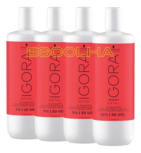 Loción activadora Ox Igora Royal Developer Schwarzkopf, 1 litro, Tom 40, volúmenes 12