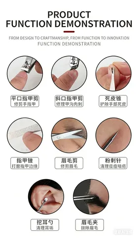 Set De Manicura Y Pedicura 8 En 1 Con Estuche Negro