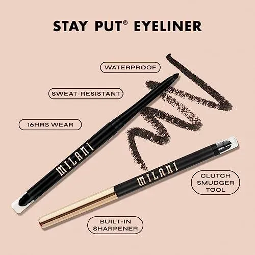 Lápiz Delineador Milani Stay Put: 8 Tonos, Retráctil, Con