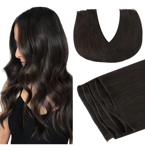 Extension Cortina De Pelo Humano Real 35cm 80g Marron Oscuro