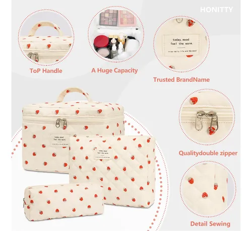 Honitty Bolsa De Maquillaje, Acolchado Bolsas De Cosméticos,