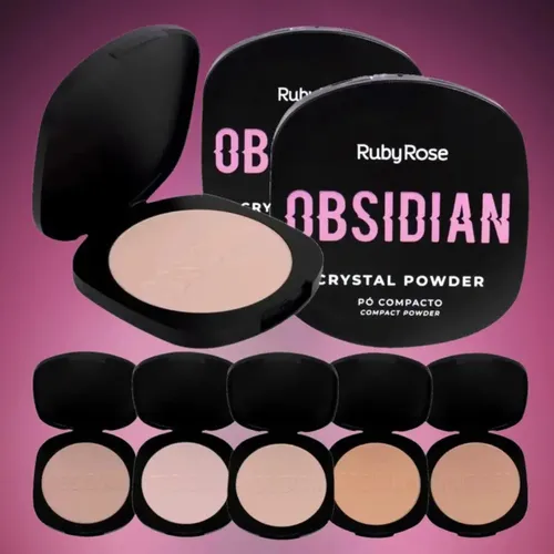 Polvo Compacto Crystal Powder Obsidian Ruby Rose Terciopelo