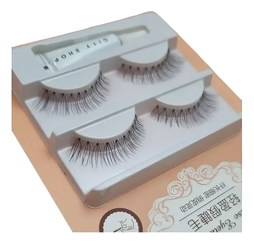 2 Pares De Pestañas Postizas Borde De Hilo Apta Extensiones