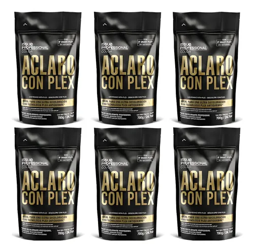 Kit X6 Issue Polvo Decolorante Aclaro Con Plex 700grs