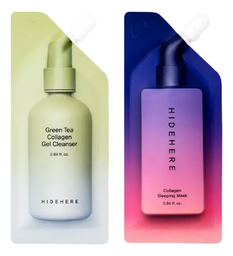 Hidehere Kit Colágeno Green Tea Gel Limpieza + Sleeping Mask