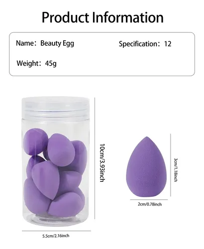 Paquete De 12 Esponjas De Belleza Multicolor Húmedo Y Seco