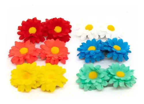 Broches De Pelo Clips Girasoles Pack X 12 Unidades Colores A Disponibilidad