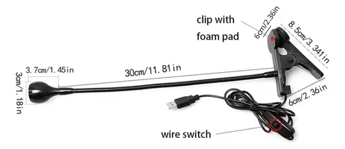 Lampara Secado Uv Led 5w Flexible Con Clip Y Usb Para Resina