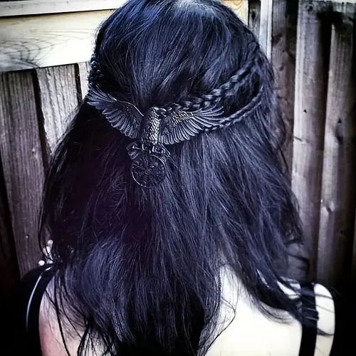 Broche De Cabello Viking Runa Gótica Cuervo Negro R