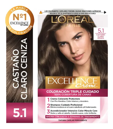 Kit De Coloración Excellence Creme L’oréal Paris Tono Tono 5.1 Castaño Claro Ceniza