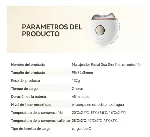 Masajeador Facial Antiarrugas Gua Sha Ems Modo Caliente/frío