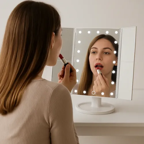 Maquillaje Tríptico Iluminación Led Portátil Base Reforzada