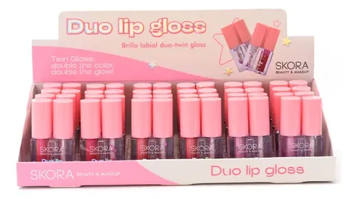 Brillo Labial Lip Gloss Skora Duo Twin 3 Tonos Aplicador