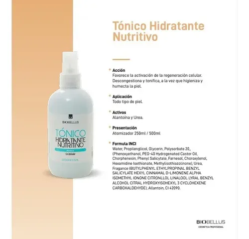Tonico Hidratante Nutritivo Biobellus 250ml