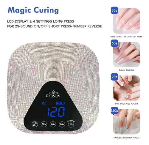 Lámpara Uv Led Para Uñas Con Base Metal Y Guantes