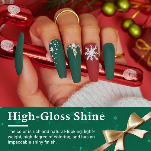 Kit De Polvo Para Uñas Azurebeauty Navidad 4 Colores 10ml