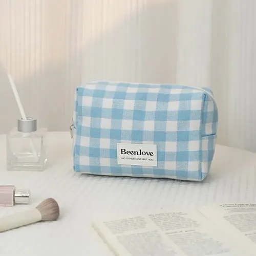 L~h Bolsa De Cosméticos A Cuadros De 1 Pieza, Bolsa De **