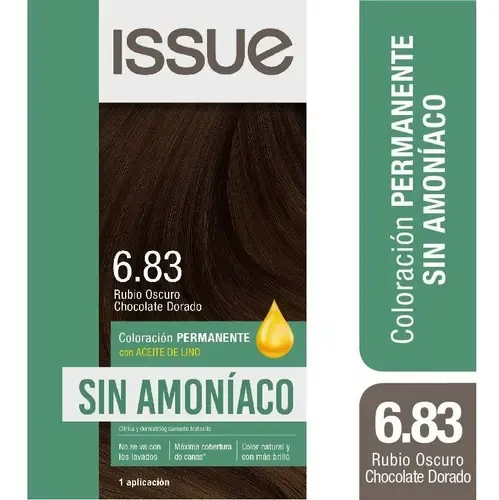 Tintura Issue Sin Amoniaco 6.83 Rubio Oscuro Chocolate Dorado Permanente Crema