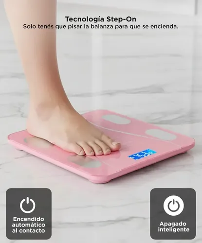 Balanza de Baño Gadnic Digital App Vidrio Templado Pantalla LCD Alta Precisión 180kg Bluetooth Apagado Automático Auto Calibrado