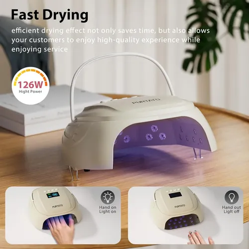 Lámpara Uv Recargable 126w Para Uñas Gel Mate Crema