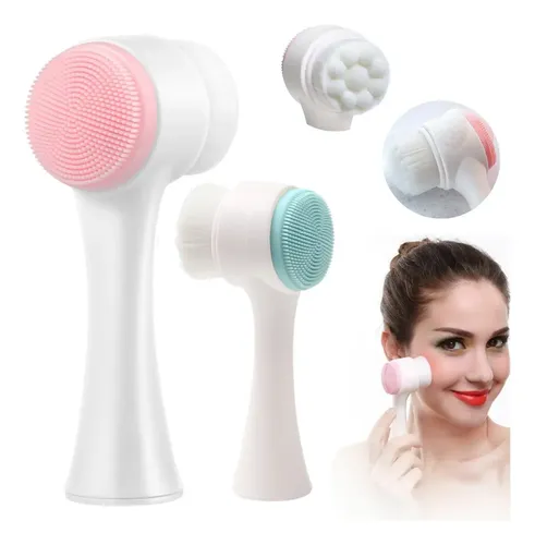 Limpiador Facial Silicona Y Cepillo Doble Manual Exfoliante