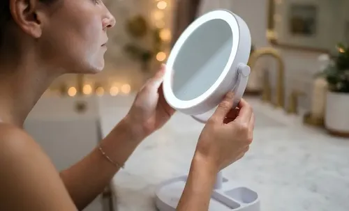 Espejo De Mesa Con Luz Led Redondo Flexible Tocador