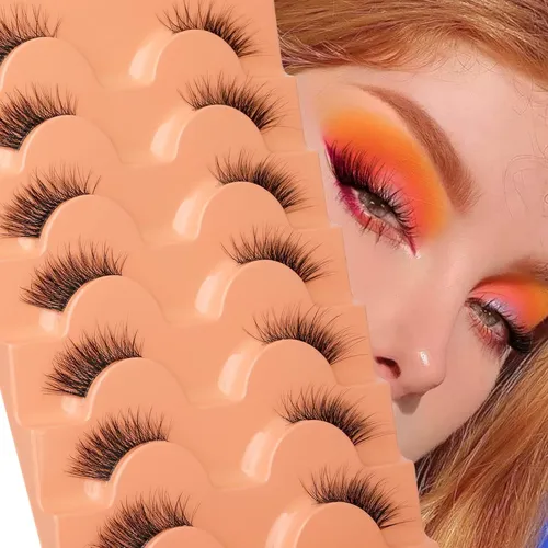 Pestañas Postizas Medio Eefofnn Look Natural 7 Pares