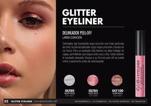Idraet Glitter Eyeliner Delineador Peel-off Larga Duración