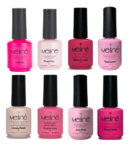 Kit X8 Esmaltes Semipermanentes Rosas De Meline