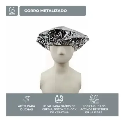 Gorra Metalizada Nutrición Capilar Baño Crema Keratina X12un