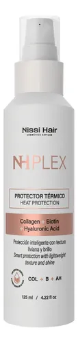 Protector Térmico Nissi Hair Nh Plex Colágeno Biotina Acido Hialuronico 125ml Formula profesional sin sulfatos sin parabenos Cruelty Free y con filtro Uv