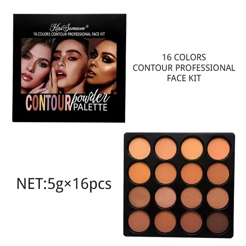 Paleta Contorno Iluminador Y Bronceador 16 Colores Rostro