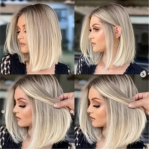 Peluca Corta Rubia Platinada Elegante Para Mujer