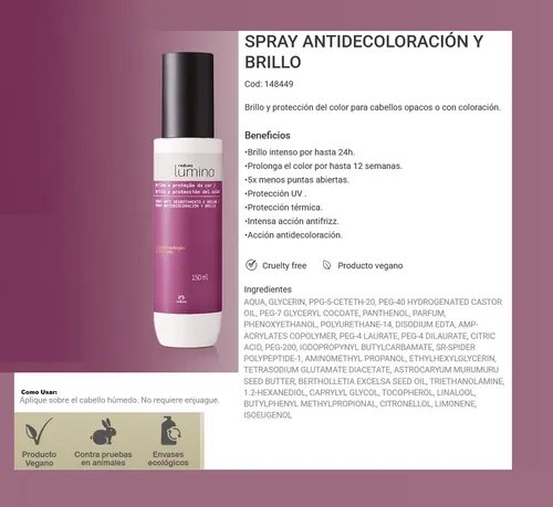 Spray Antidecoloracion Brillo Proteccion Color Lumina Natura