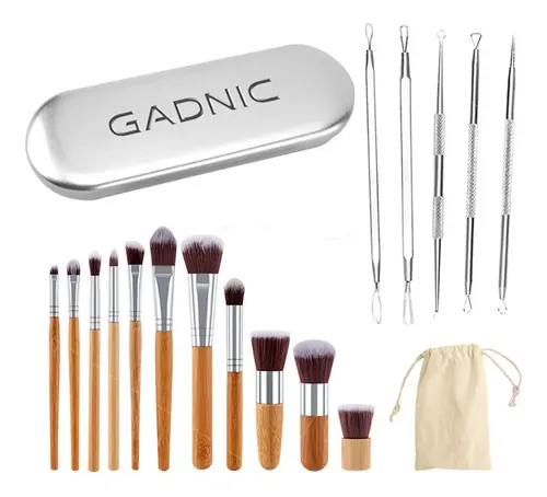Kit Limpieza Facial Gadnic KM600 Extractor Acné 11 Brochas Bolso