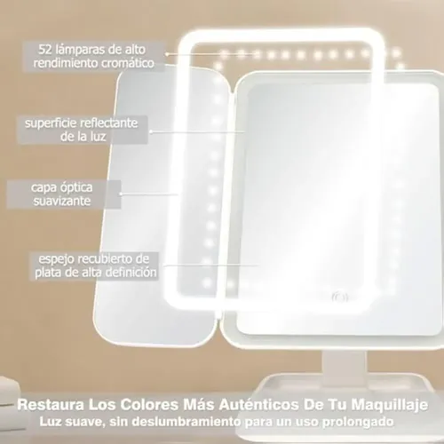 Espejo Con Luz Para Maquillaje Aumento 10x Plegable 180° _bx